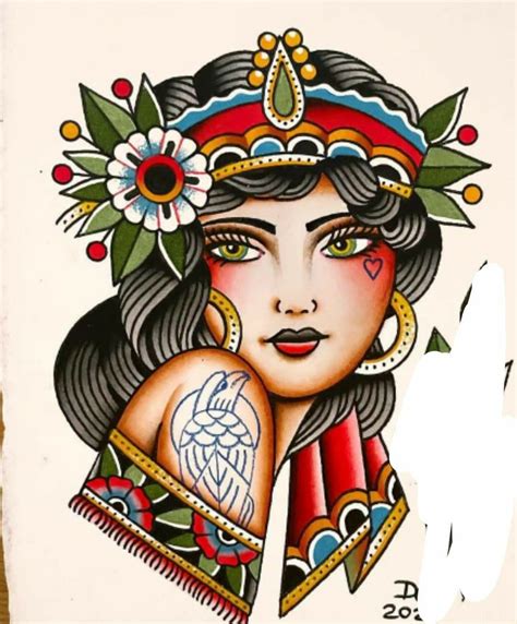 Traditional Tattoo Portrait Traditional Tattoo Girls Traditional Tattoo Inspiration