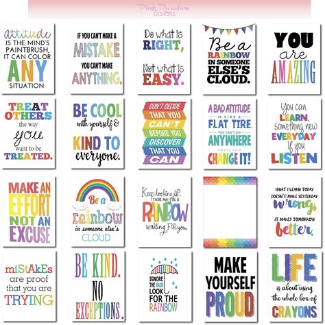 20 Colorful Lunch Box Notes Cards With Motivational Messages Lunch