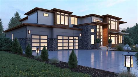 5 Bedroom Two Story Contemporary Style Home Floor Plan