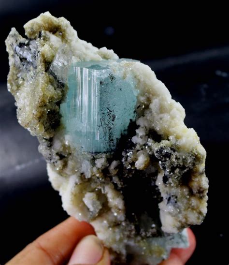 Terminated Aquamarine Crystal W Quartz And Schorl On Matrix Catawiki