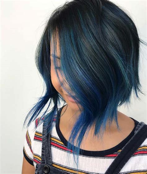 For blonde highlights, keep brassiness at bay with a toner every few weeks. 43 Beautiful Blue Black Hair Color Ideas to Copy ASAP ...