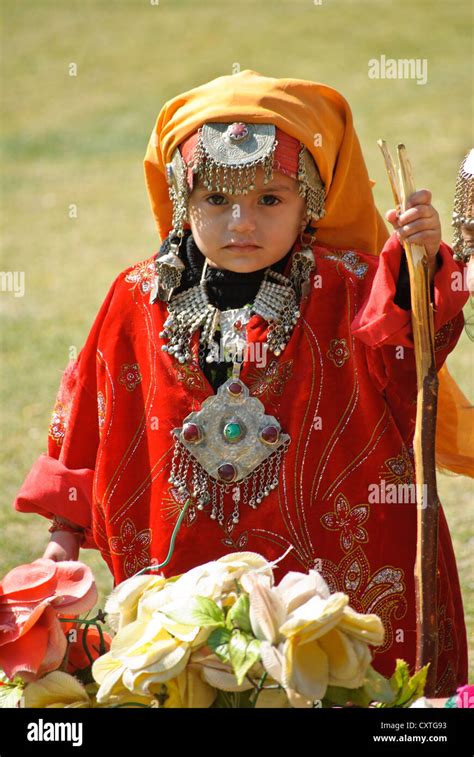 A Little Girl In Kashmir Traditional Costume Stock Photo