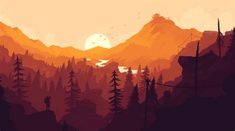 Forest Firewatch Nature Digital Art Mountains Video Games Artwork