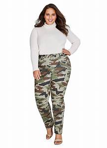 Camo Zip Detail Skinny Pant Plus Size Outfits Trendy Outfits Wide