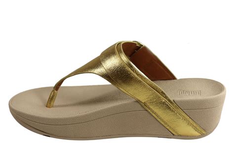 Fitflop Womens Comfortable Leather Edit Artisan Gold Thongs Sandals Brand House Direct