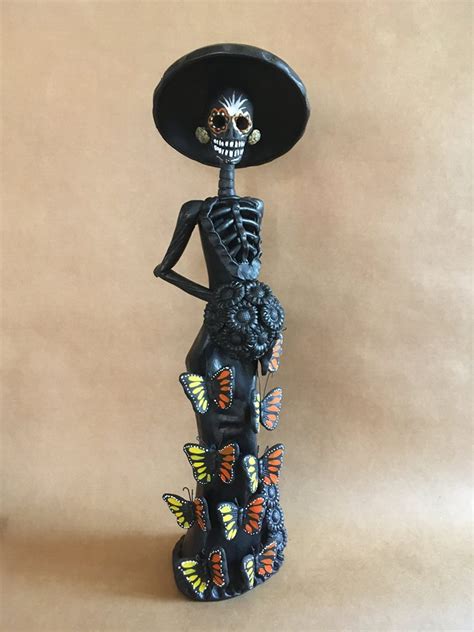 Catrina Garbancera Negra Mariposas 🦋 Catrinas Artesanía Y Cultura