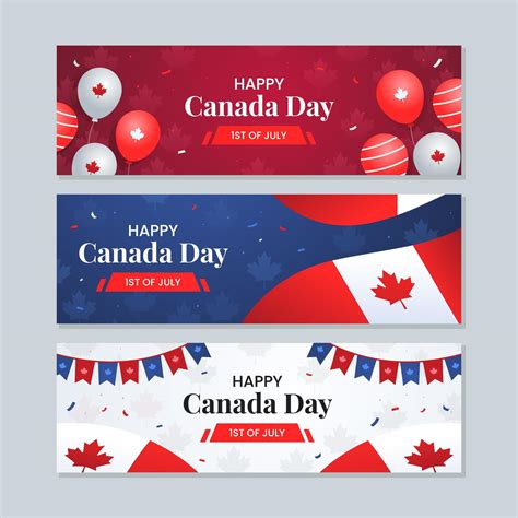 Happy Canada Day National Event Festival Banner Set Vector Art At Vecteezy