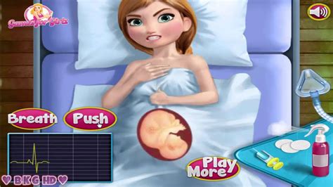 Anna And Newborn Baby Video Game ♥ Frozen Anna Giving Birth Game Youtube
