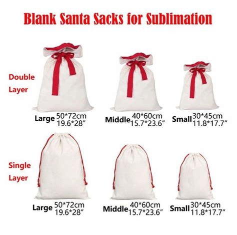 Sublimation Christmas Santa Sacks Small Middle Large Double Layer