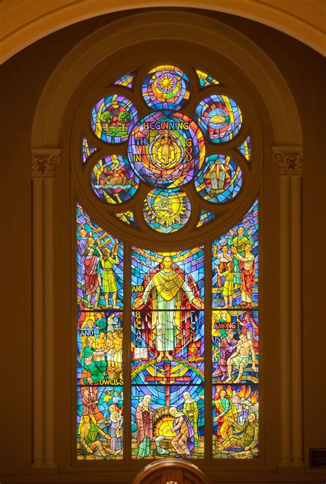 Stained Glass Window In Sanctuary At Central Christian Church In