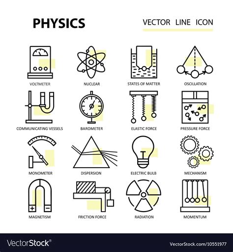 Modern Thin Linear Icons Of Physics And Royalty Free Vector