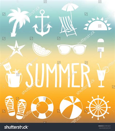 Summer Icons Set Vector Illustration 447818251 Shutterstock