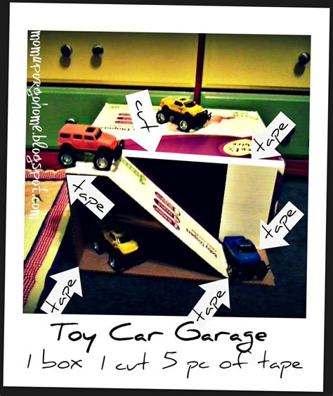 Cardboard box toy car parking garage. Mom Up or Go Home: Toy Car Garage DIY