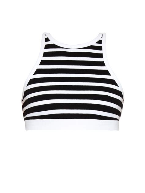 striped cropped top t by alexander wang matchesfashion us black and white crop tops