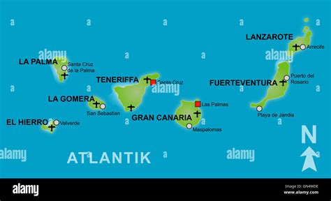 Stylized Map Of The Canary Islands Stock Photo Alamy