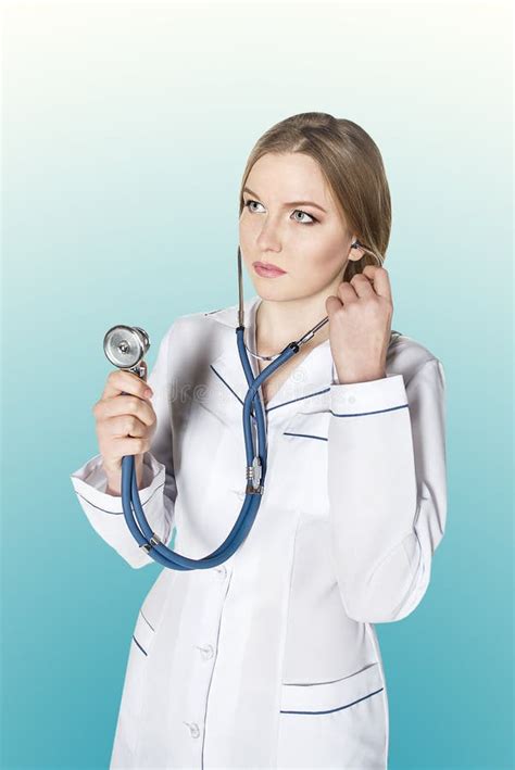 Young Woman Doctor With A Stethoscope Stock Image Image Of Girl