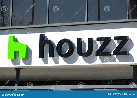Houzz Sign And Logo On Facade Of Interior Design Company Headquarters