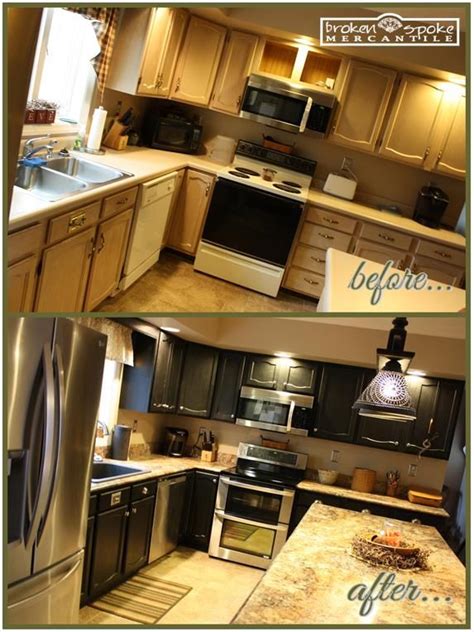Next, the upper cabinets and cabinet doors were removed, sanded, and spray painted in matt's father's spray booth. Before and After RECLAIM kitchen, fall 2013. Pickled oak cabinets paired with beige appliances ...