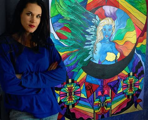 Teal Swan Standing With One Of My Multi Frequency Art Pieces Called