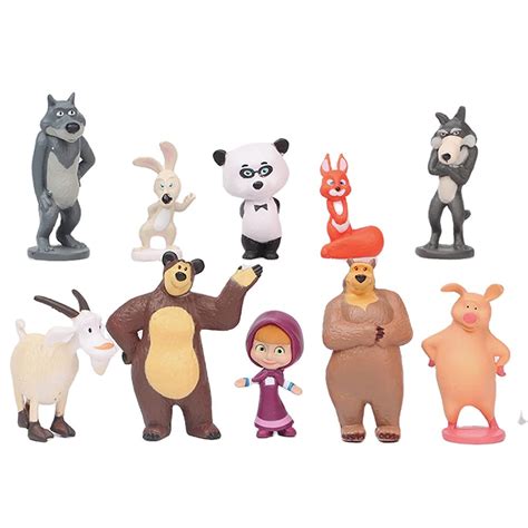 Buy Cuisine Ace Masha And The Bear Set Of 10 Figures Toys Playset For Playing Or Capcake