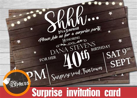 Surprise Party Invitations Chalkboard Gold Glitter Surprise Party