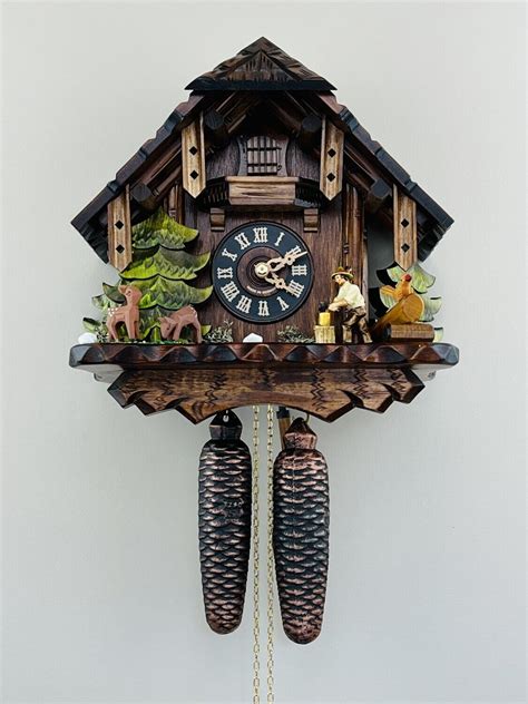 12 Eight Day Cuckoo Clock Cottage Man Chopping Wood