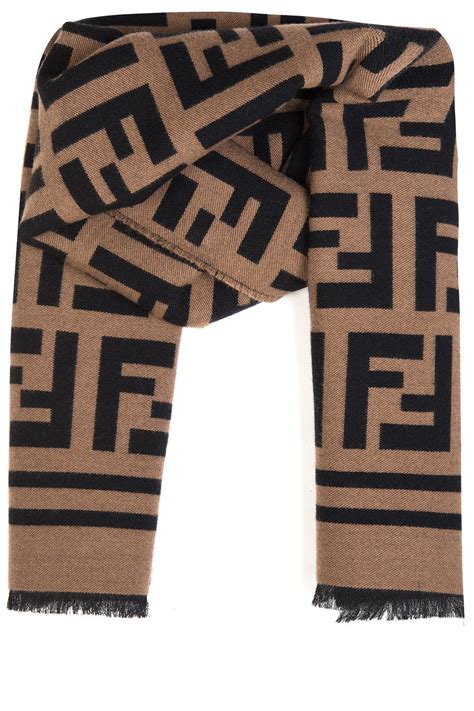 Fendi Logo Intarsia Wool And Silk Blend Scarf