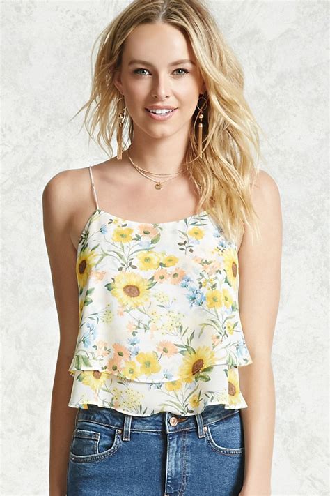 forever 21 contemporary a woven top featuring an allover floral print cami straps round
