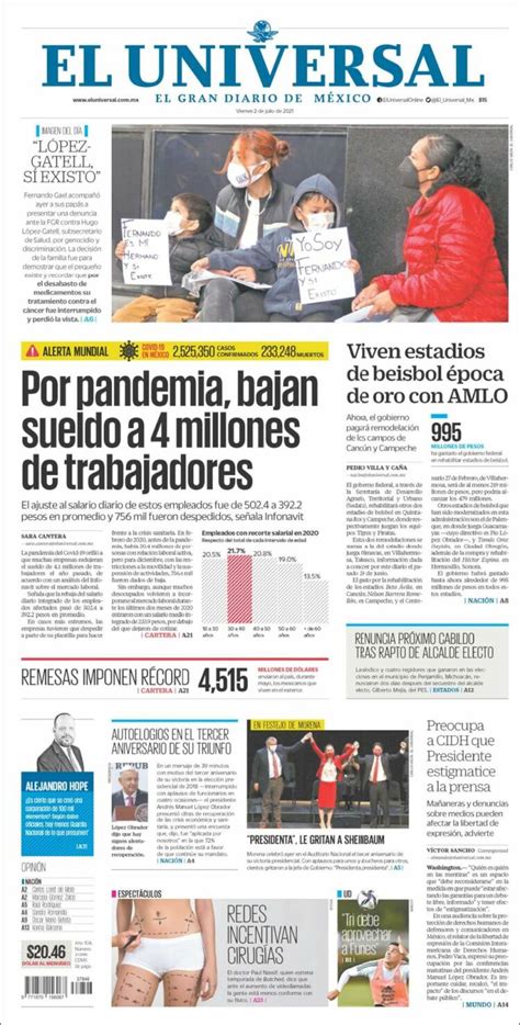 Periódico El Universal México Periódicos De México Edición De
