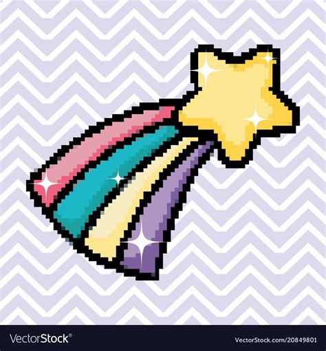 Pixel Art Star With Rainbow Royalty Free Vector Image