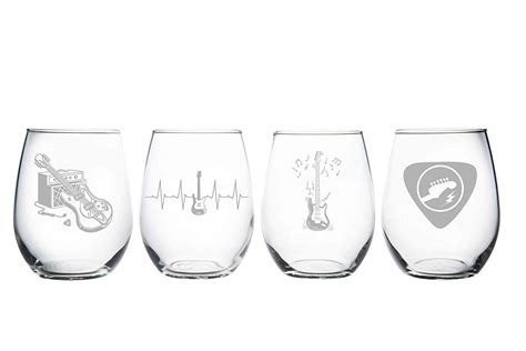 Guitar Stemless Wine Glasses 4 Wine Glass Set Stemless Wine Glass