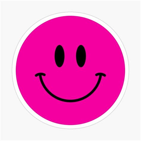 a pink smiley face sticker