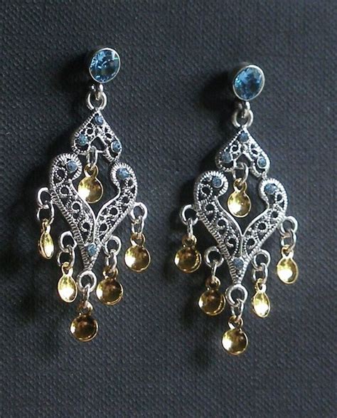 Traditional Norwegian Solje Earrings With Aquamarine Swarovski Crystal