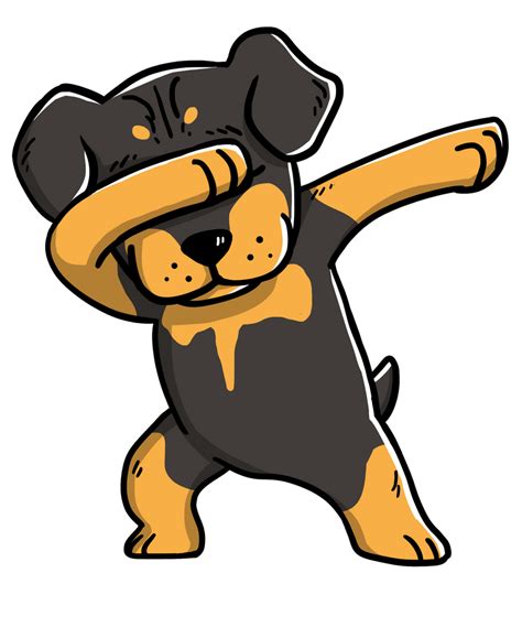 Funny Rottweiler Dabbing Art Print By Barktrends Dog Drawing