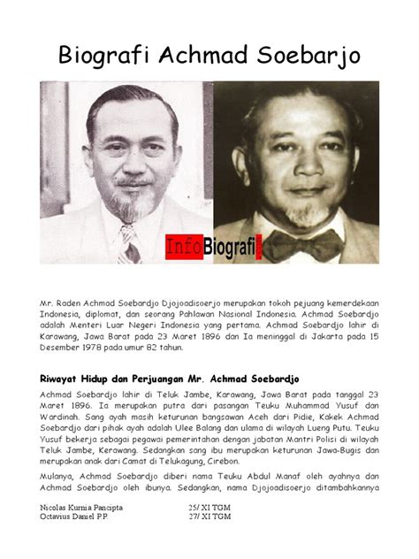 Biografi Mr Raden Achmad Soebardjo Djojoadisoerjo Kaisar Soal