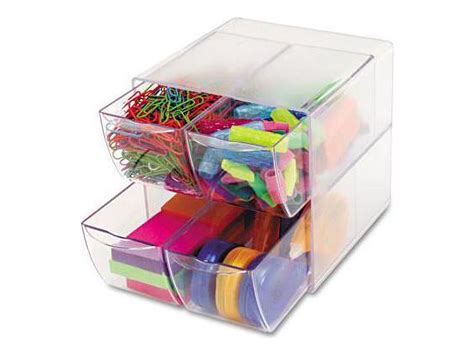 Deflecto Desk Cube With Four Drawers Clear Plastic 6 X 7 18 X 6