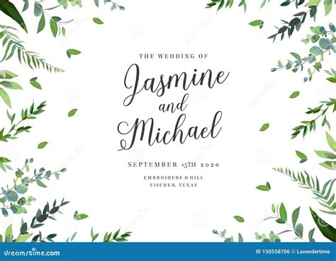 Greenery Botanical Wedding Invitation Stock Illustration Illustration