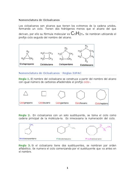 Nomenclatura De Cicloalcanos Pdf Moléculas Química Orgánica