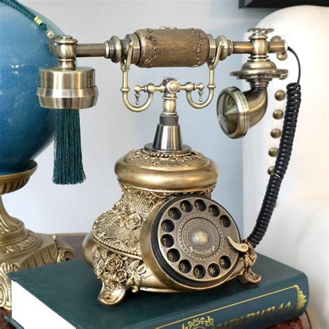 Retro Vintage Style Resin Rotary Dial Desk Telephone Phone for Home Office Decoration Gift ...