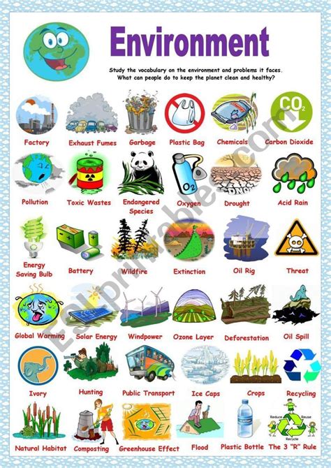 Environment Pictionary Esl Worksheet By Solnechnaya English