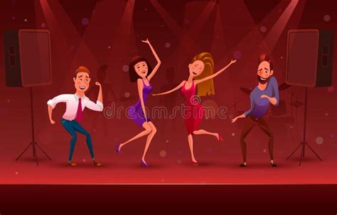 Nightclub Disco Party Modern Dancing Cartoon Characters A Corporate