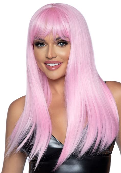 Long 24 Inch Straight Pink Costume Wig Pink Wig Accessories