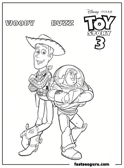 There are beautiful images from toy story to color, paint, and print on this page. Woody and Buzz cartoon coloring page for kids - Printable ...