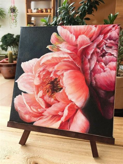 Peony Art Abstract Flower Painting Oil Painting Flowers Sunset