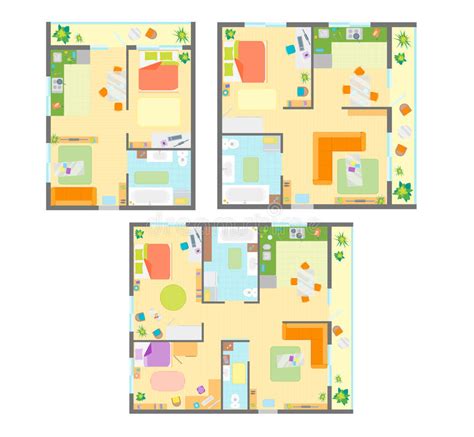 Apartment Plan With Furniture Set Vector Stock Vector Illustration