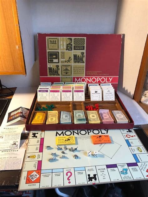 Vintage Monopoly Red Box Game Complete W Plastic Wood Grain Bankers Tray EBay With