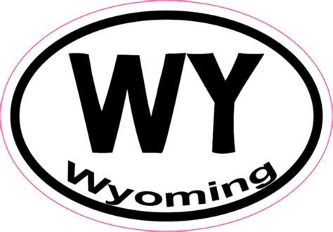 3in X 2in Oval Wy Wyoming Sticker Vinyl Car Window State Bumper Stickers