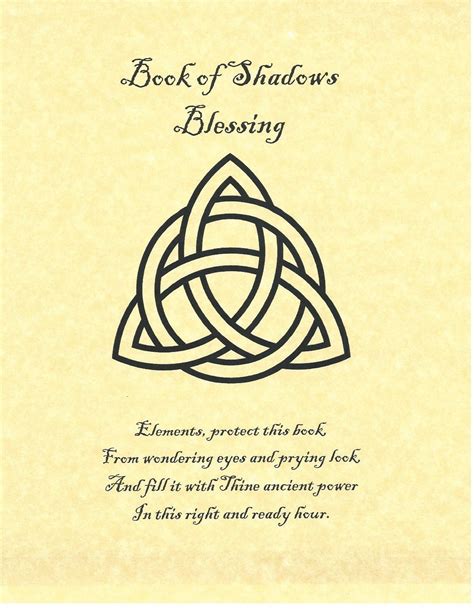 Book Of Shadows Blessing Page On Parchment With Triquetra 500