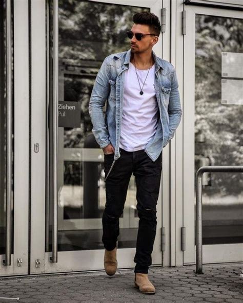 What To Wear With Black Jeans For Men 30 Outfit Ideas Denim Jacket Black Jeans Black Jeans