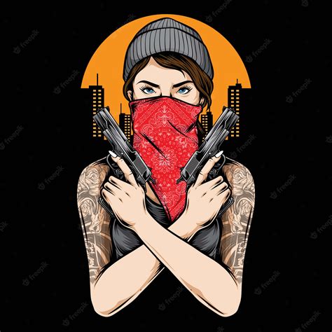 Premium Vector Gangster Girl Holding Gun Vector